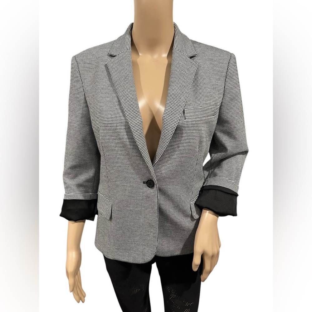 Theory Womens Shrunken Blazer Black Multi Single breasted Size 8 - Picture 3 of 14